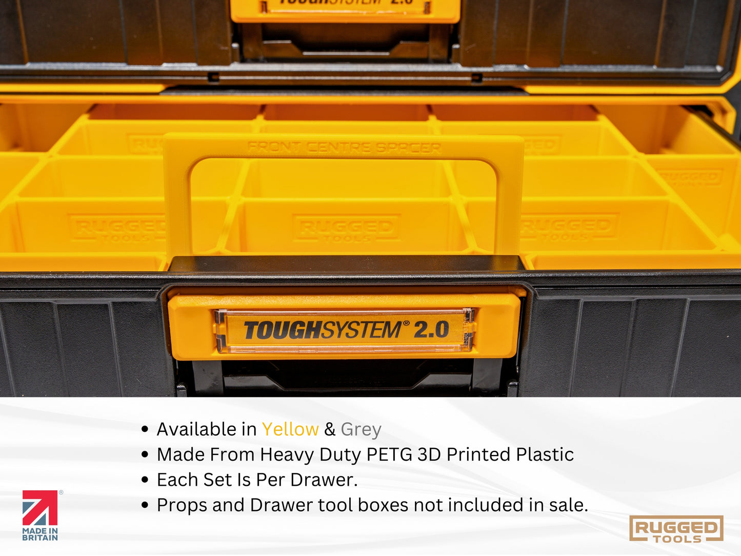Storage Bins For Dewalt Tough System 2.0 | Fits 2 and 3 Drawer | Rugged Tools