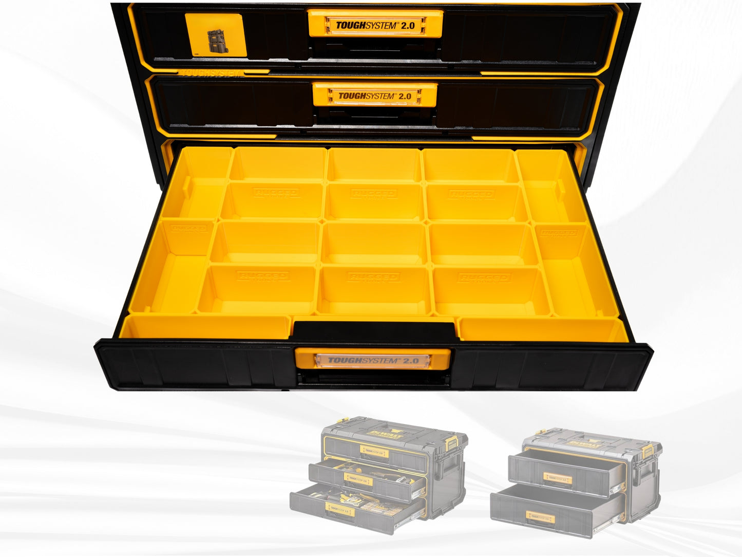Storage Bins For Dewalt Tough System 2.0 | Fits 2 and 3 Drawer | Rugged Tools