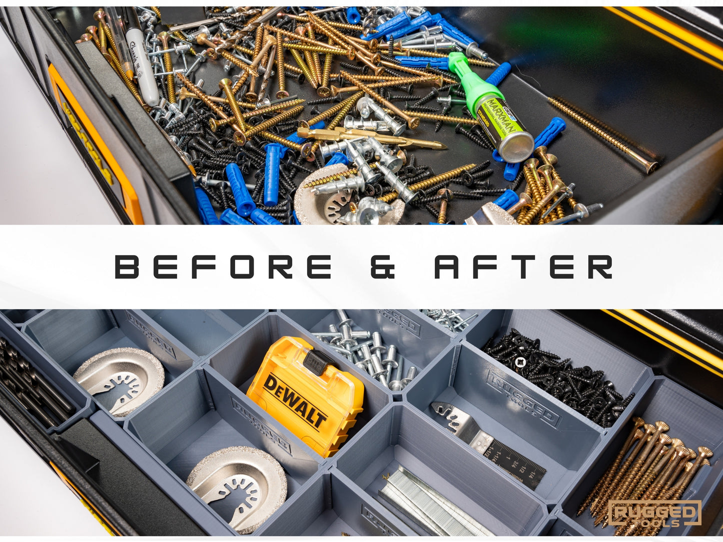 Storage Bins For Dewalt Tough System 2.0 | Fits 2 and 3 Drawer | Rugged Tools