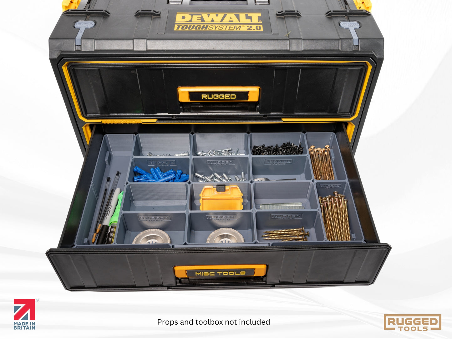 Storage Bins For Dewalt Tough System 2.0 | Fits 2 and 3 Drawer | Rugged Tools