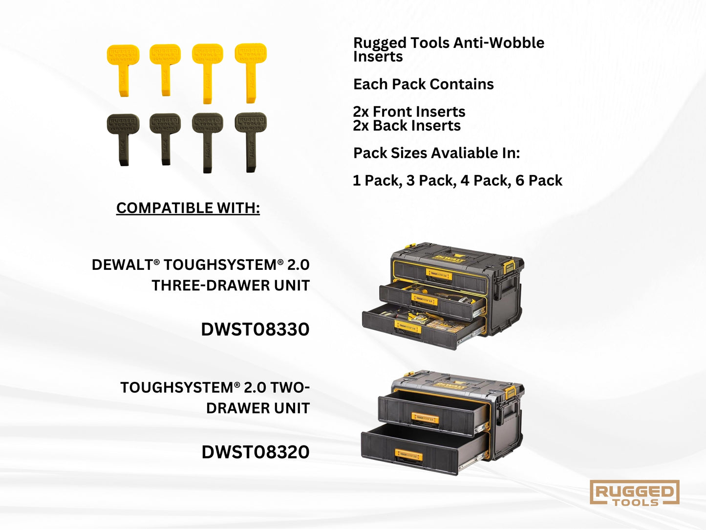 Anti Wobble Inserts - for Dewalt Toughsystem 2.0 drawers