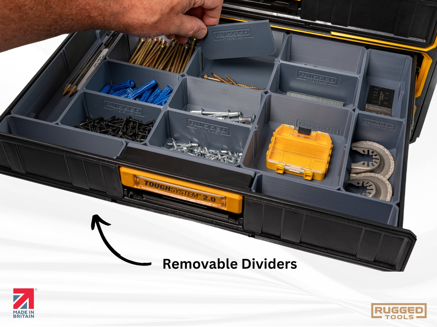 Rugged tools Storage bins for Dewalt Toughsystem 2.0 2 & 3 Drawer toolboxes