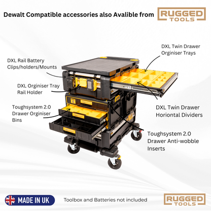 Rugged Tools DeWalt-compatible accessories range covering the wider DXL and ToughSystem 2.0 ecosystem