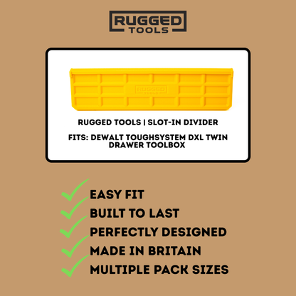 Rugged Tools slot-in divider product breakdown for the DeWalt ToughSystem DXL Twin Drawer toolbox